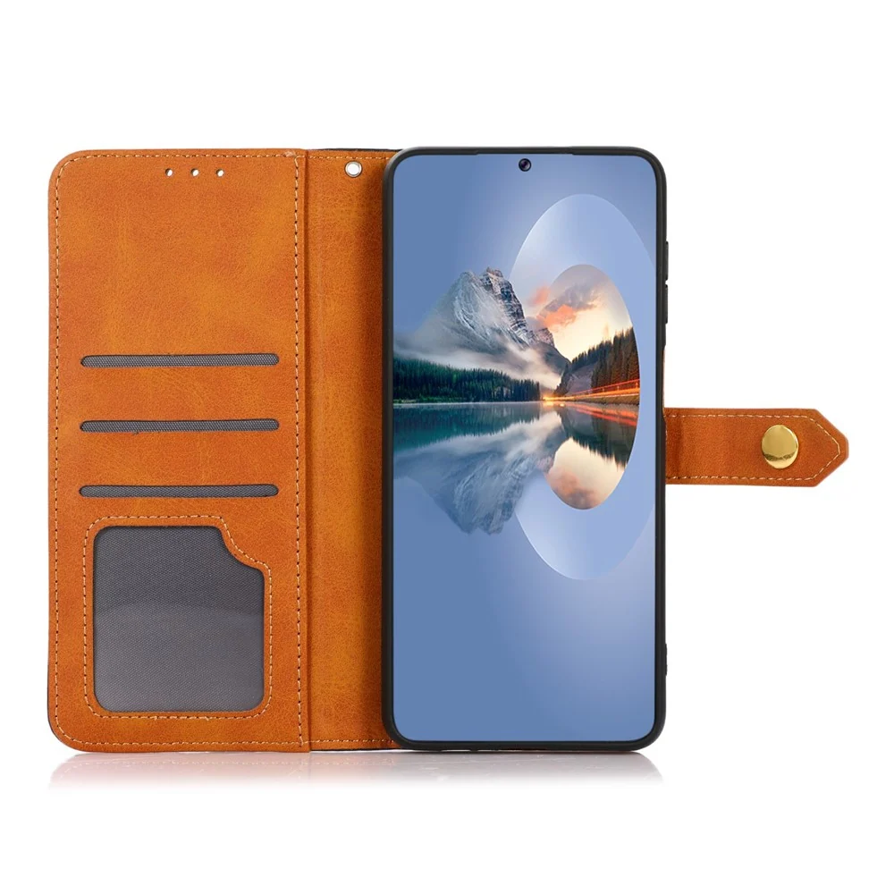 KHAZNEH Étui de protection magnétique à rabat en cuir vegan pour Motorola Moto G24 - Noir
