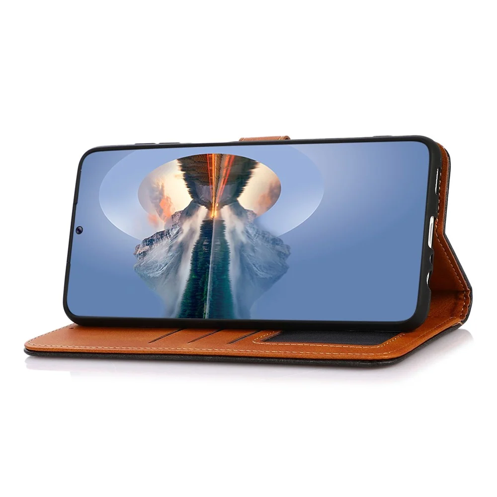 KHAZNEH Étui de protection magnétique à rabat en cuir vegan pour Motorola Moto G24 - Noir