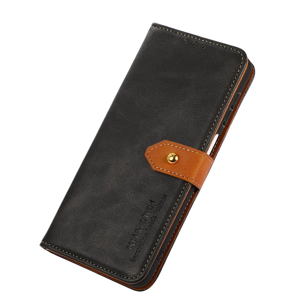 KHAZNEH Étui de protection magnétique à rabat en cuir vegan pour Motorola Moto G24 - Noir