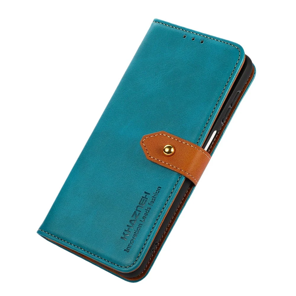 KHAZNEH Étui de protection magnétique à rabat en cuir vegan pour Motorola Moto G24 - Bleu