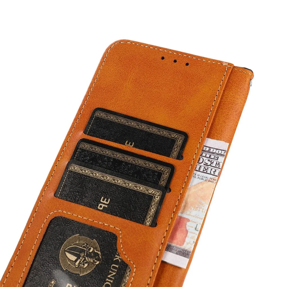 KHAZNEH Étui de protection magnétique à rabat en cuir vegan pour Motorola Moto G24 - Bleu