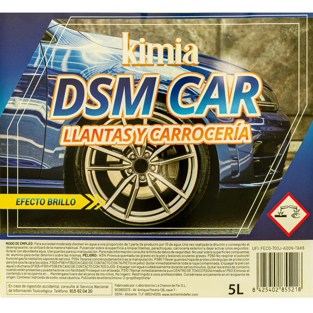 KIMIA - Détergent spécial DSM Car 5L | Pour Jantes et Carrosseries | Nettoyage Voiture | Haute Performance | Protège et Él...