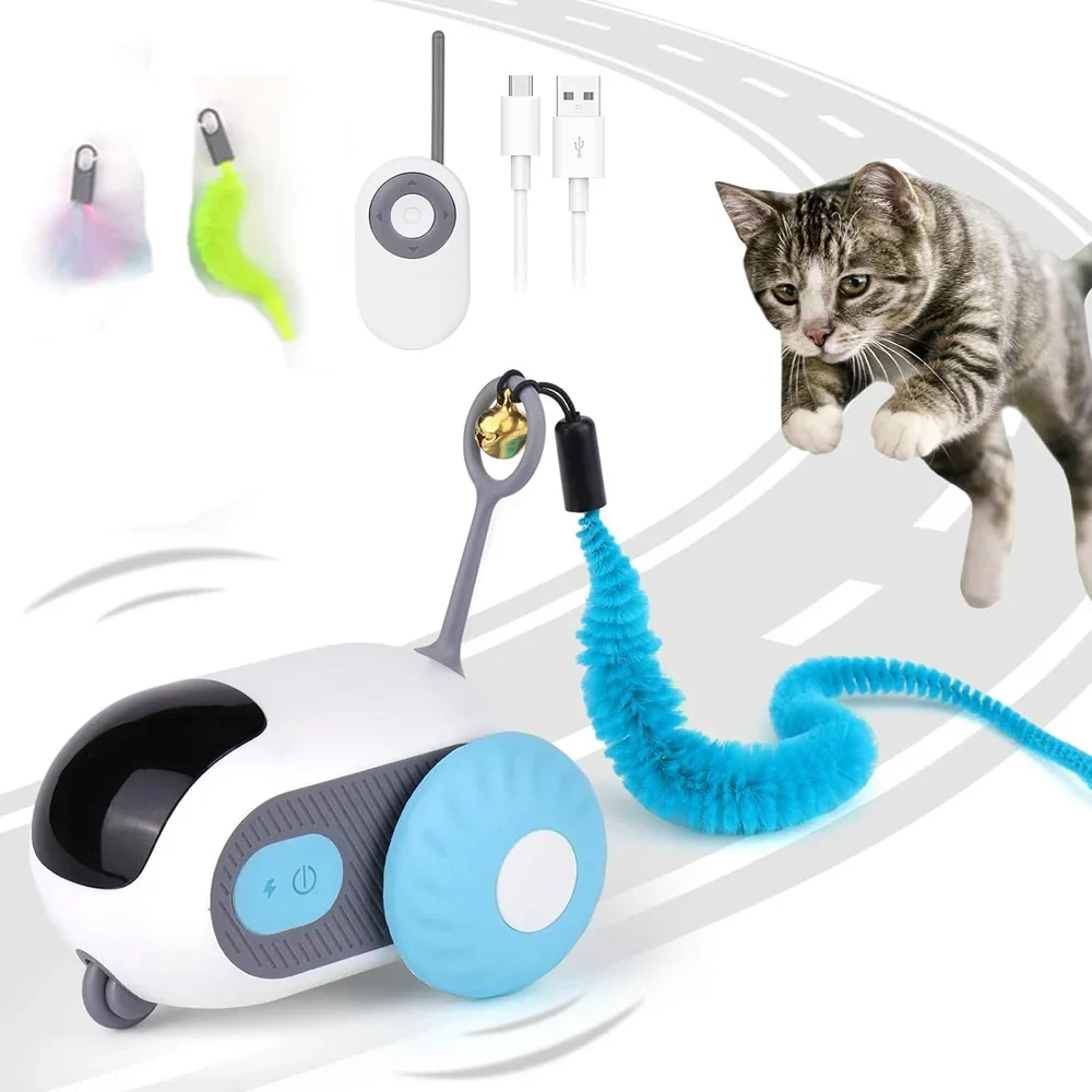 Voiture Intelligente Télécommandée Interractive pour Chat - 2 Modes Kingpromo