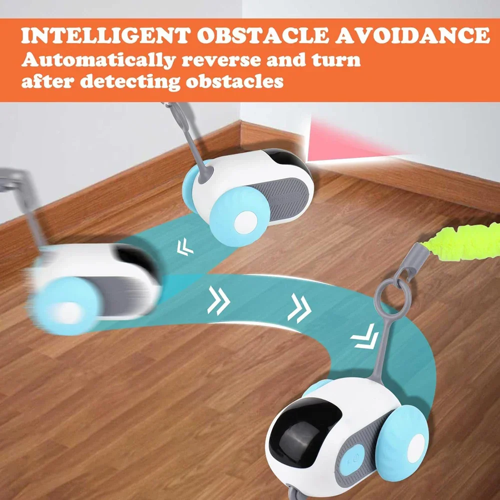 Voiture Intelligente Télécommandée Interractive pour Chat - 2 Modes Kingpromo