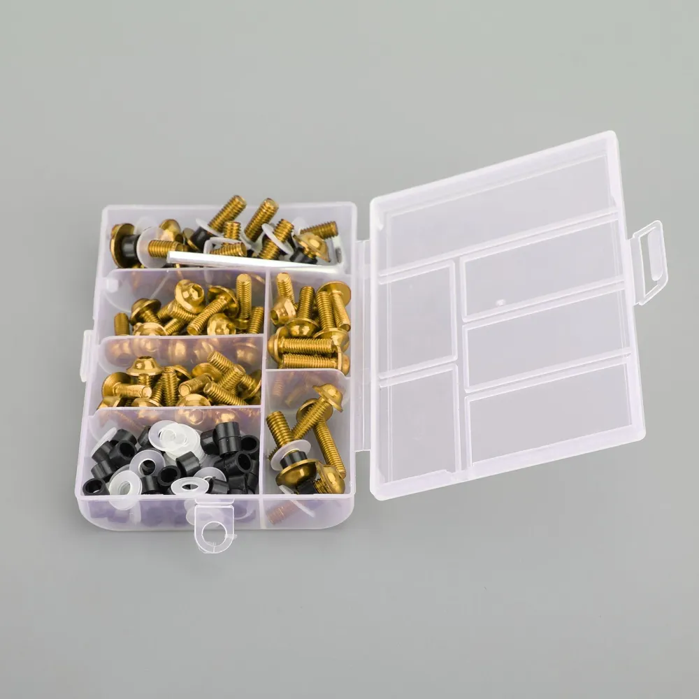 Kit de boulons de carénage de pare-brise de moto, 158 pièces, Clip de fixation, vis dorée