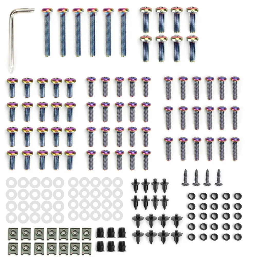 Kit de boulons de carénage de pare-brise en titane brûlé, 173 pièces, vis à Clip de fixation pour moto générique