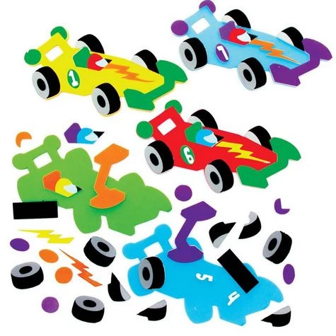 Kit de bricolage voiture de course, aimants de décoration, pack de 8