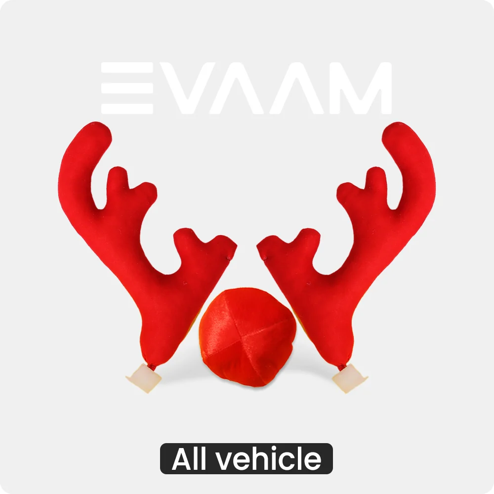 Kit de décoration de Noël pour voiture avec bois et nez de renne EVAAM®