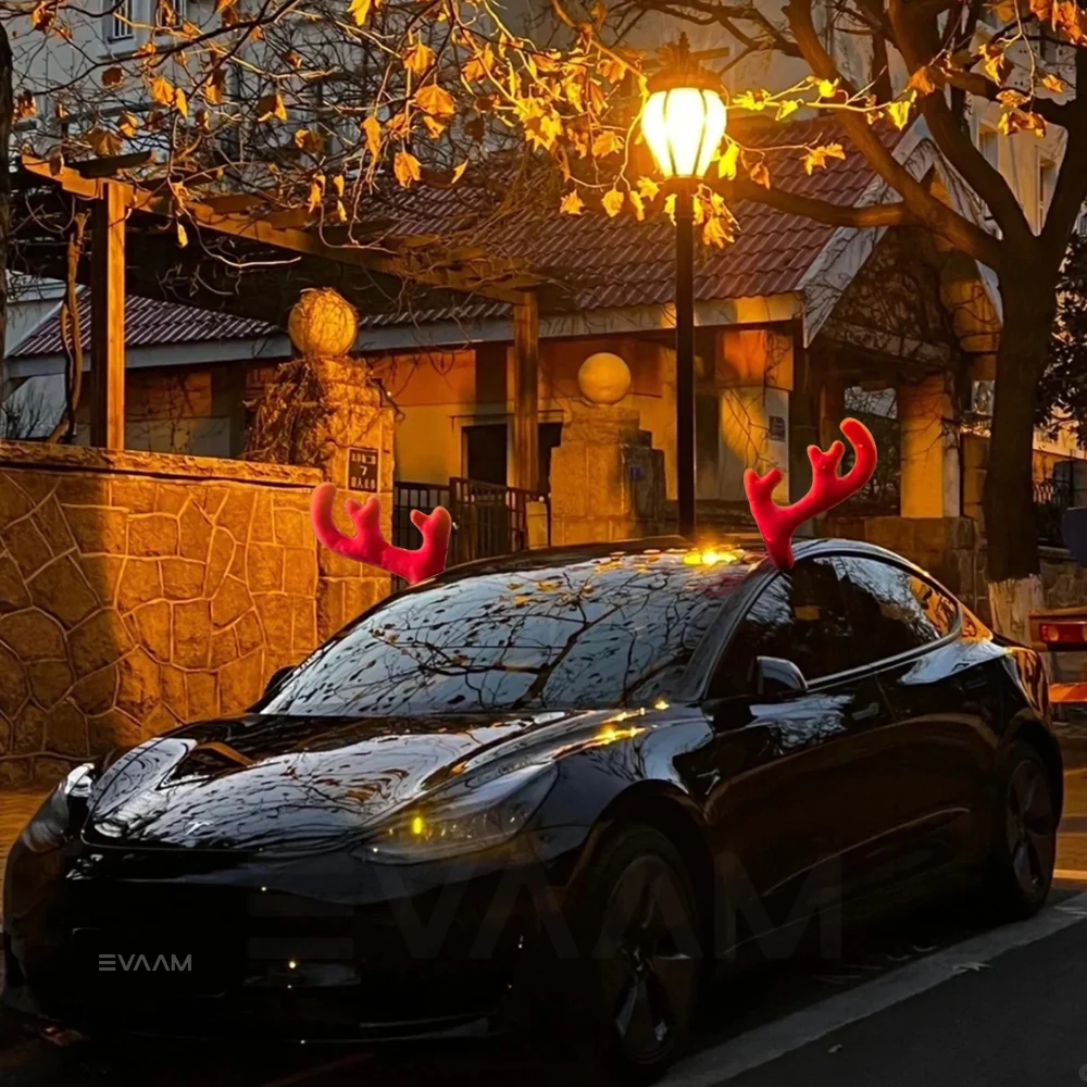 Kit de décoration de Noël pour voiture avec bois et nez de renne EVAAM®