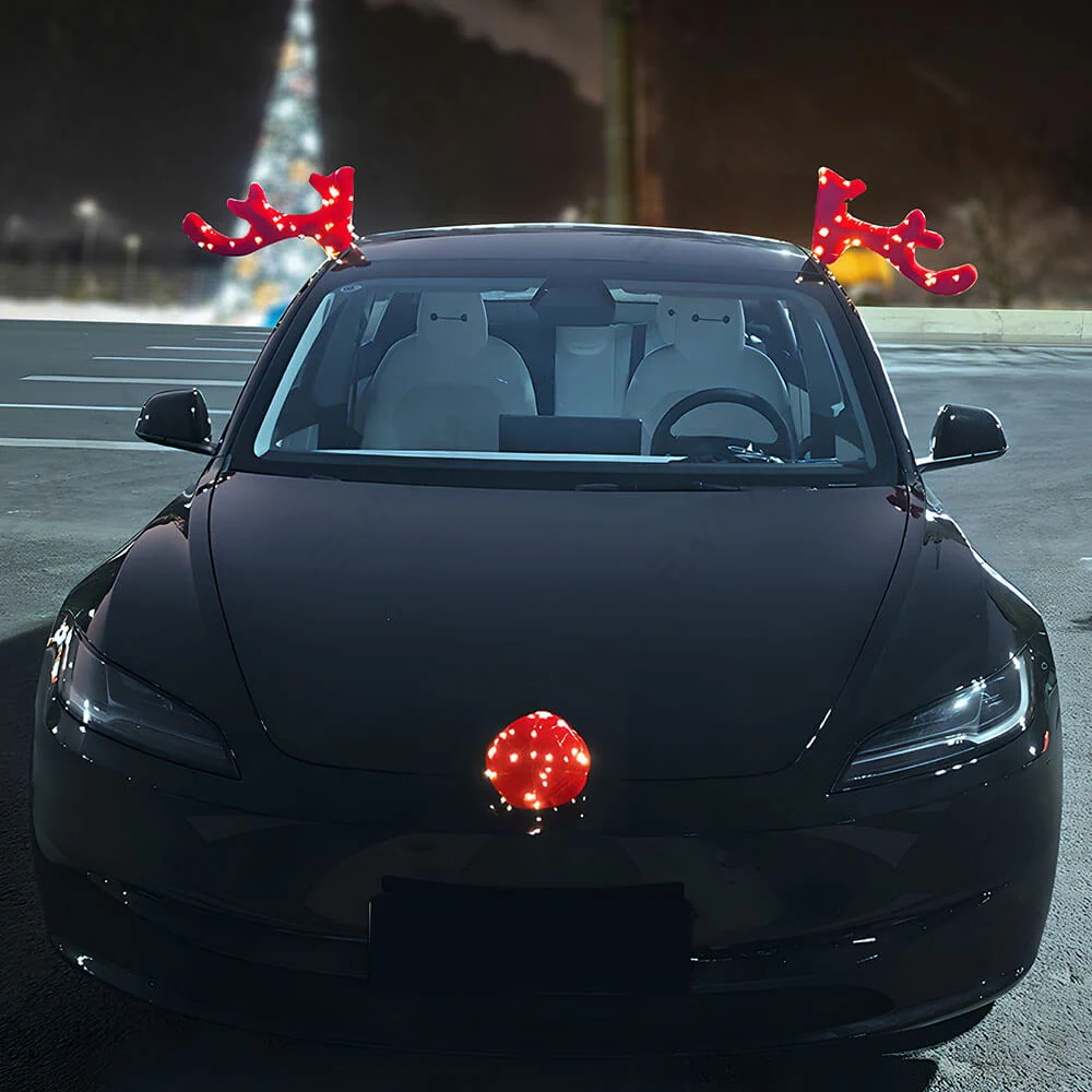 Kit de décoration de Noël pour voiture avec bois et nez de renne EVAAM®