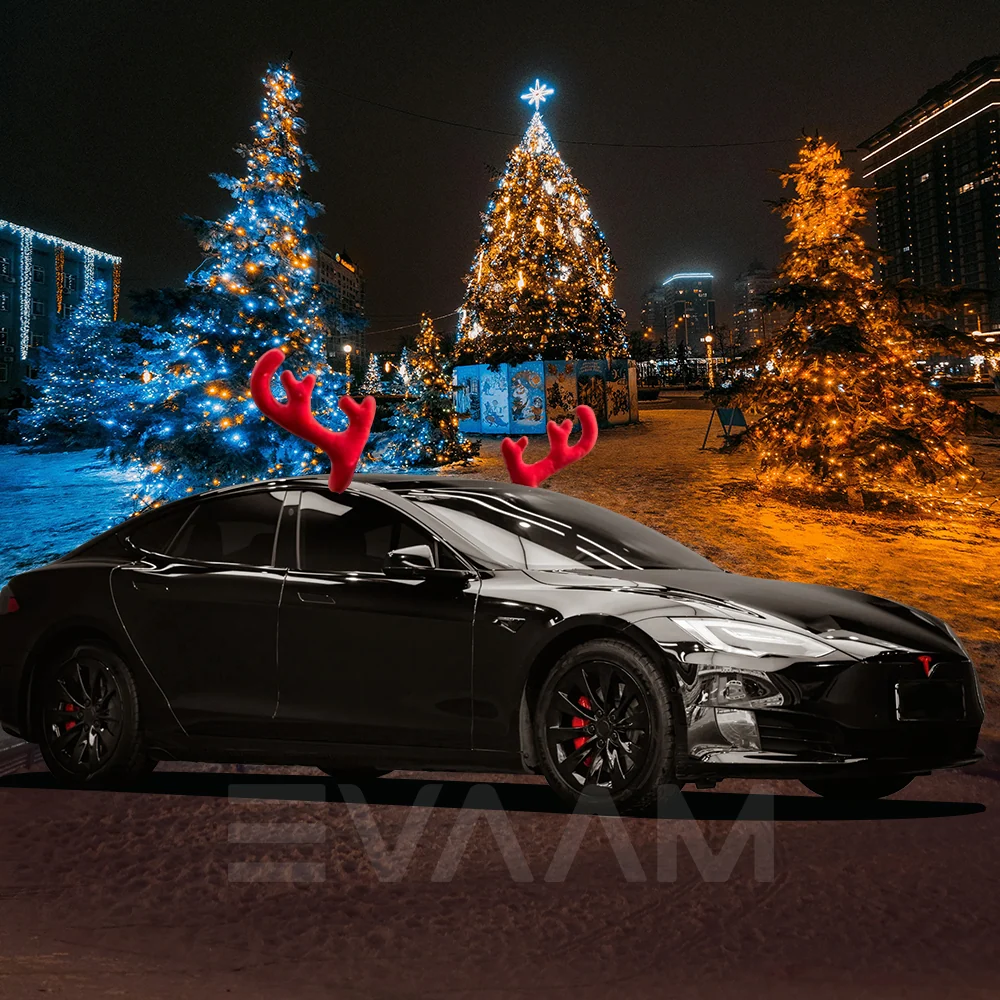 Kit de décoration de Noël pour voiture avec bois et nez de renne EVAAM®
