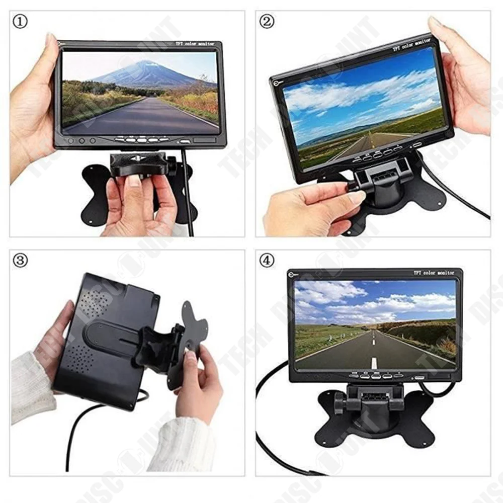 TD® Kit de moniteur de caméra de recul 7" avec câble Moniteur de voiture 2 caméras étanches de recul à LED IR