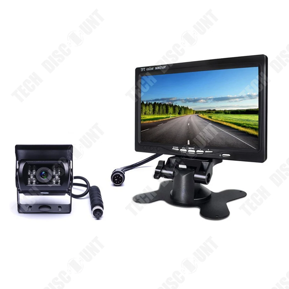 TD® Kit de moniteur de caméra de recul 7" avec câble Moniteur de voiture 2 caméras étanches de recul à LED IR