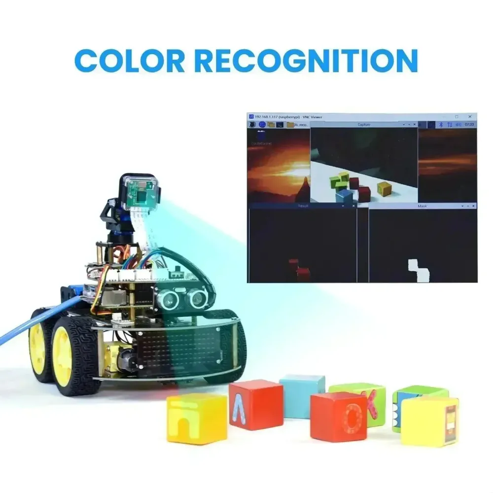 Kit Robot Voiture Intelligente Raspberry Pi + Module Caméra 5 Mégapixels