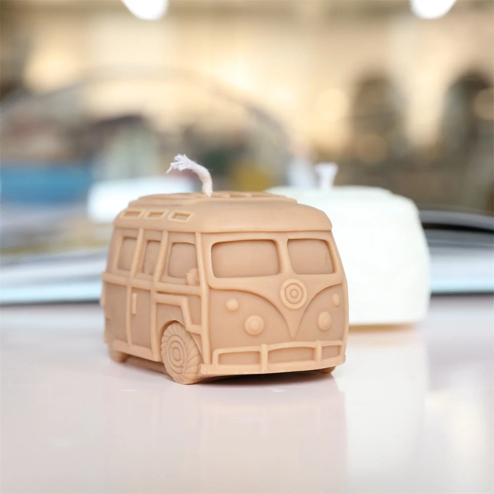 Kombi camping-car Bus bougie moule rétro italien Vintage voiture bougie faisant à la main maison décorative ornement Silic...