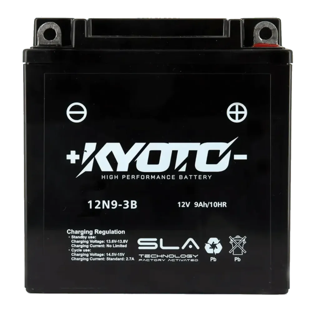 Batterie Moto KYOTO 12N9-3B 12V SLA AGM – Sans Entretien Prête à l'Emploi
