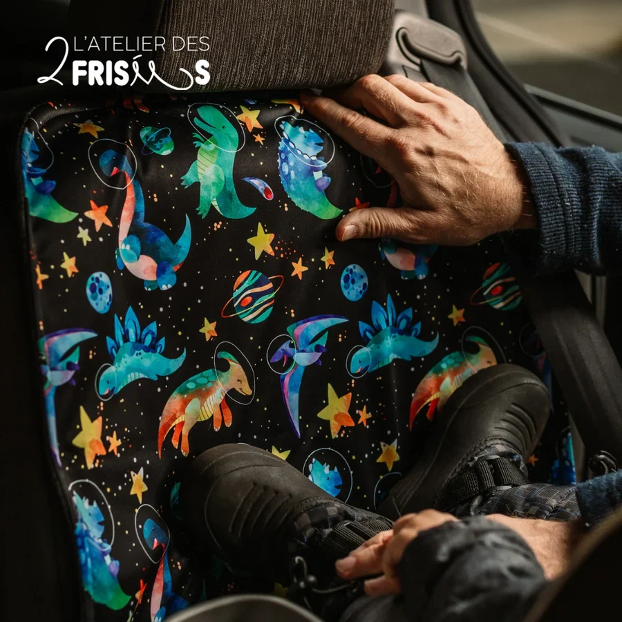 Protège-Sièges De Voiture Imperméable Évolutif Dinosaures De L'espace Bleus L’atelier des 2 frisées