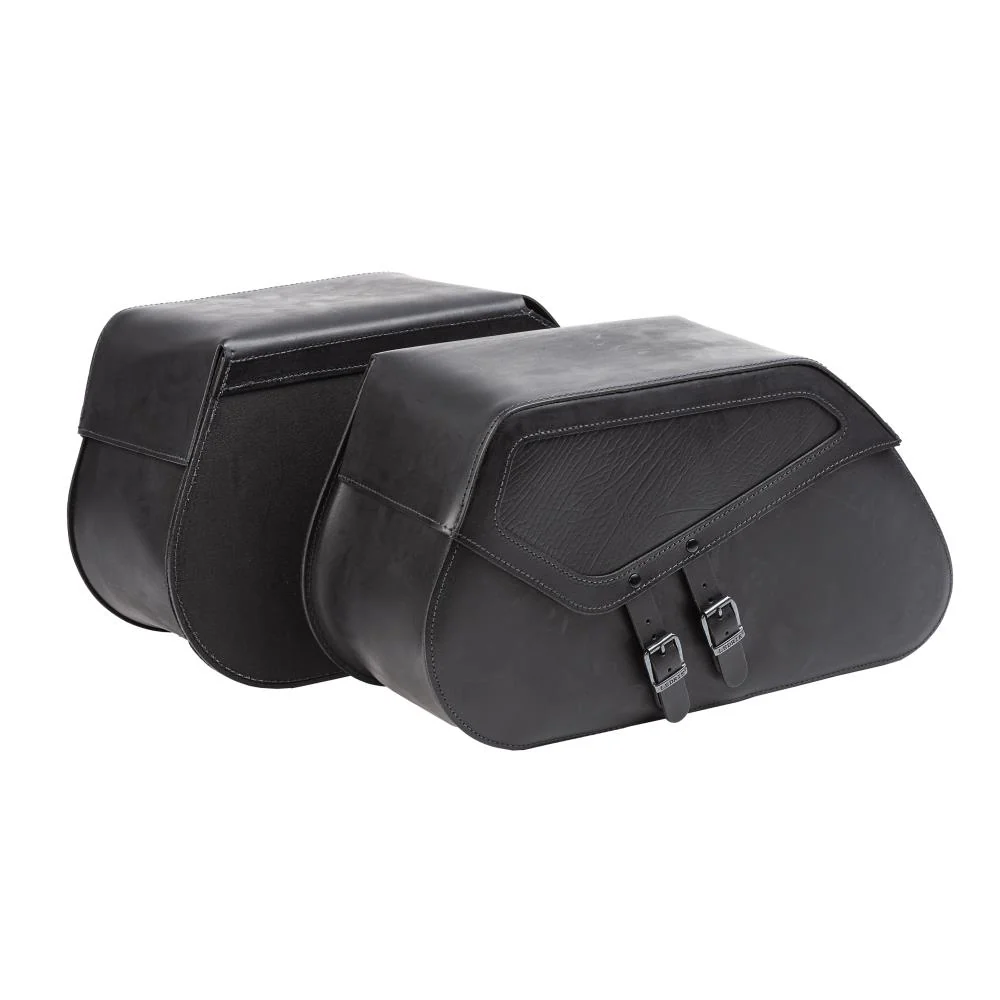 Ledrie Ensemble de sacoches rigides renforcées en cuir pour moto, 40 L