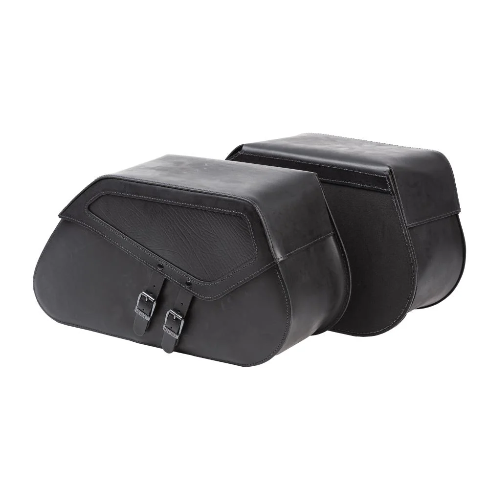 Ledrie Ensemble de sacoches rigides renforcées en cuir pour moto, 40 L