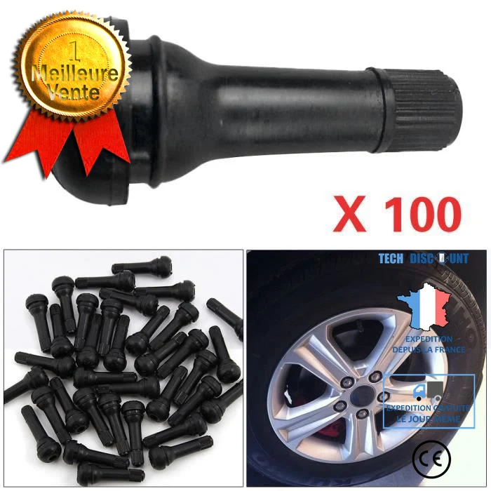 TD® Lot de 100 Pièces de valves de pneus/ Pneus TR414 en caoutchouc Vannes de voiture de pneus en caoutchouc Vannes Rim XF...