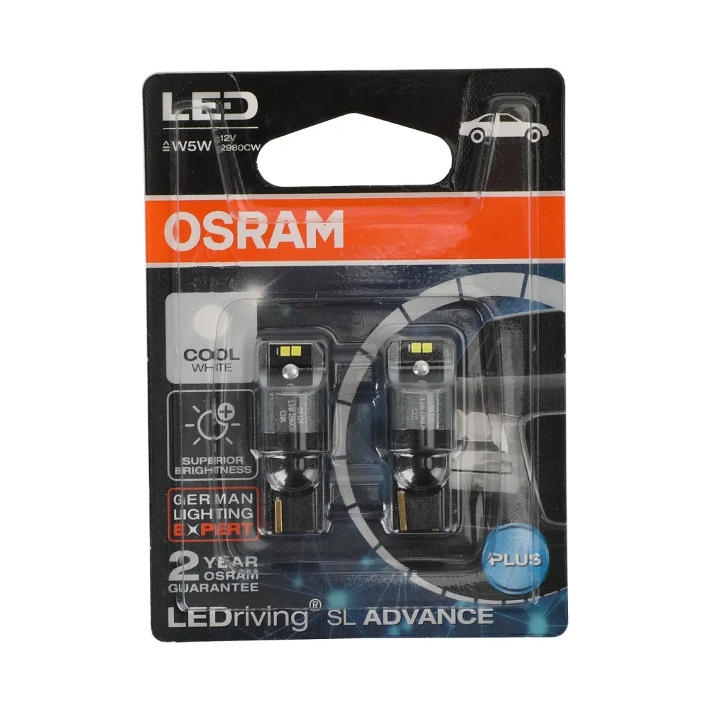 Lot de 2 ampoules LED auxiliaires pour voiture OSRAM 2980CW W512 V 1,5 W W2. 1x9,5d Générique