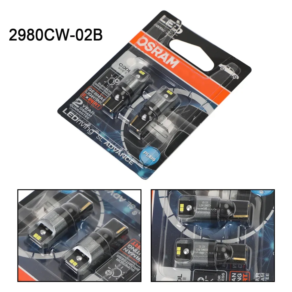 Lot de 2 ampoules LED auxiliaires pour voiture OSRAM 2980CW W512 V 1,5 W W2. 1x9,5d Générique