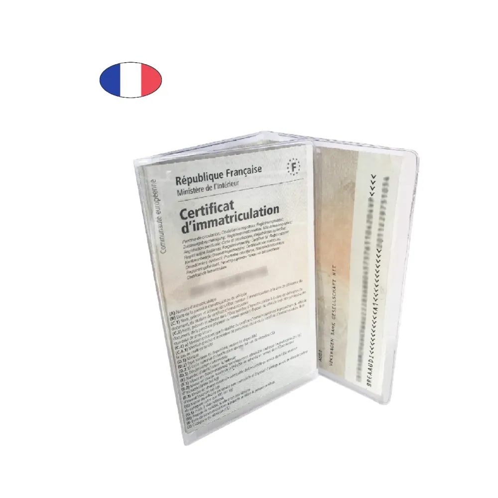 Lot 3 Etui carte grise - cristal transparent- Fabriqué en France - Pochette voiture auto moto