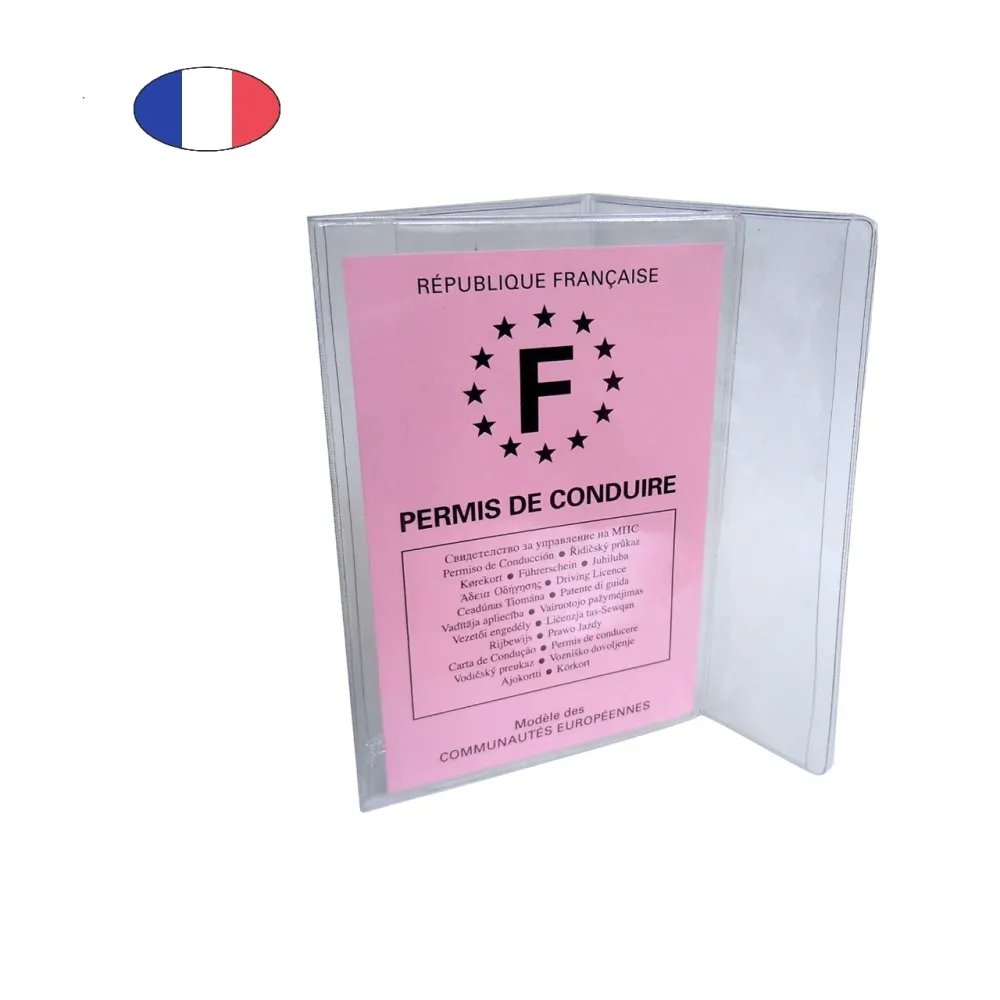 Lot 2 Etuis carte grise + 2 étuis permis de conduire - PVC cristal transparent -Fabriqué en France - Pochette voiture auto...