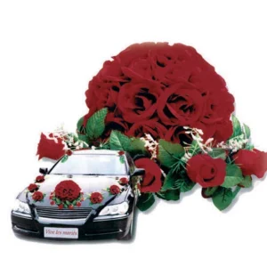 lot de fleurs en plastique pour décoration de voiture rouge