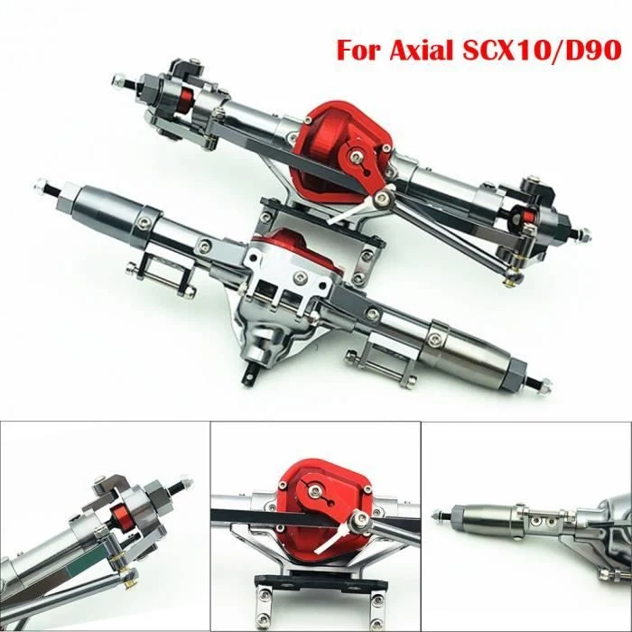 TD® Lot de 2 Pièce détachée Voiture 1-10 RC Accessoires en alliage avant et arrière de l'essieu pour Usinées axial SCX10 D...