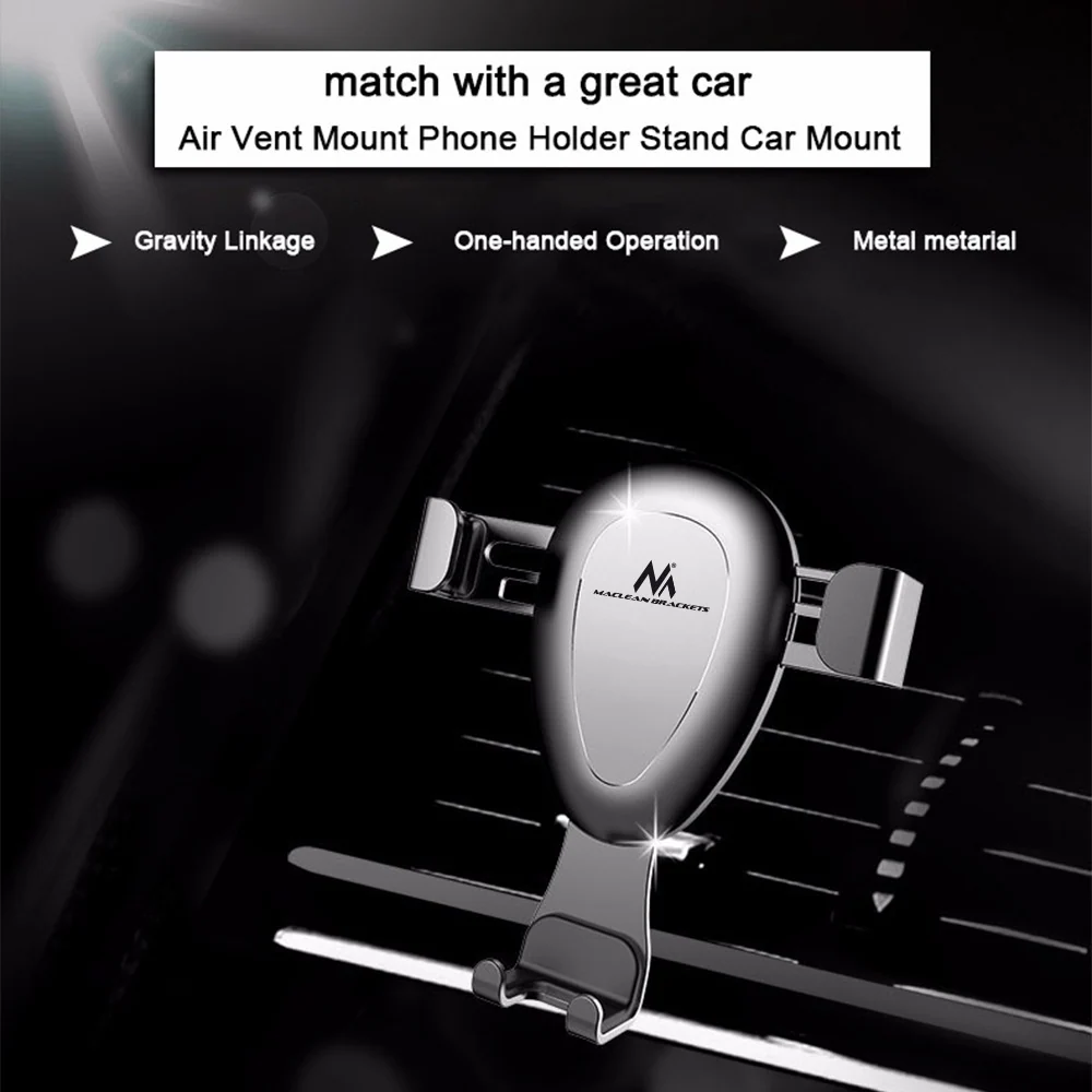 Maclean MC-324 Support de téléphone de voiture universel pour grille de ventilation gravité max. entraxe 90 mm,