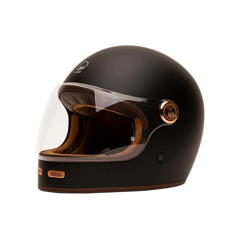 Casque intégral moto - Fullmoon 2 noir mat marron MARKO