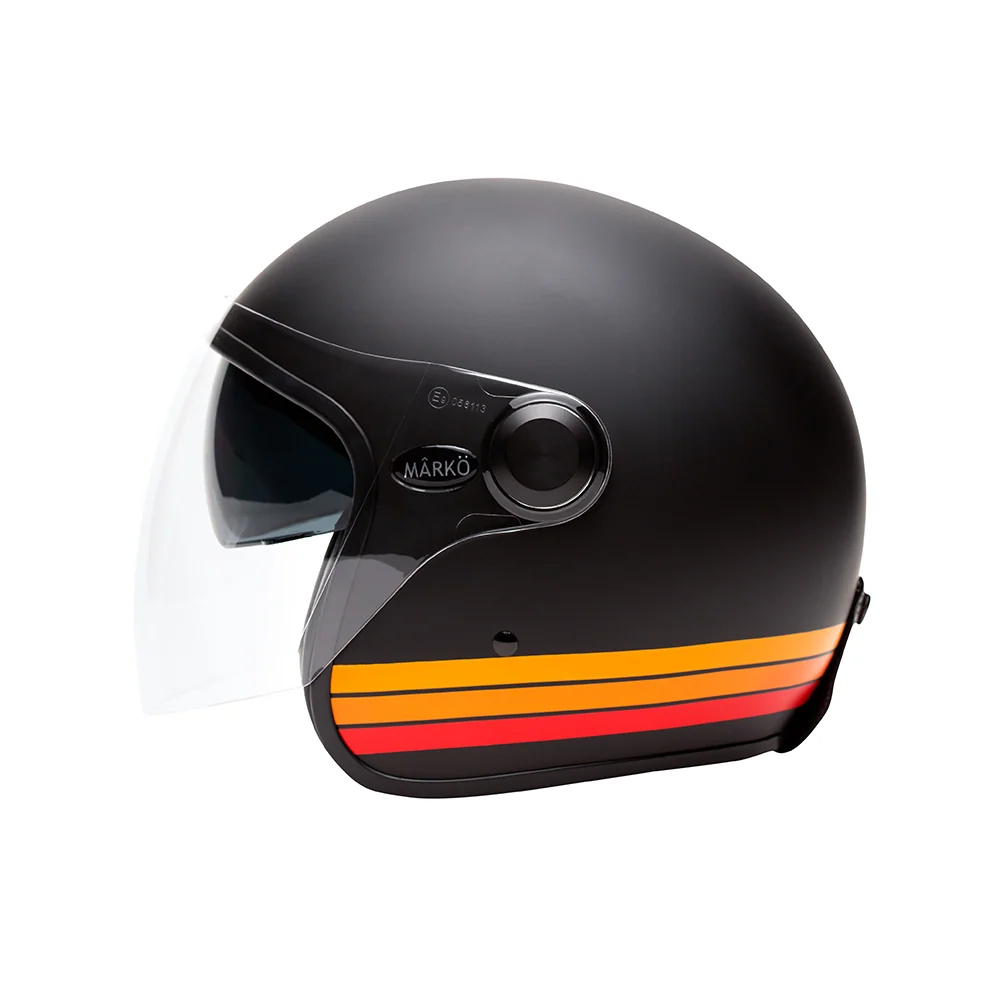 Casque jet moto - Boreal noir bandes orange MARKO