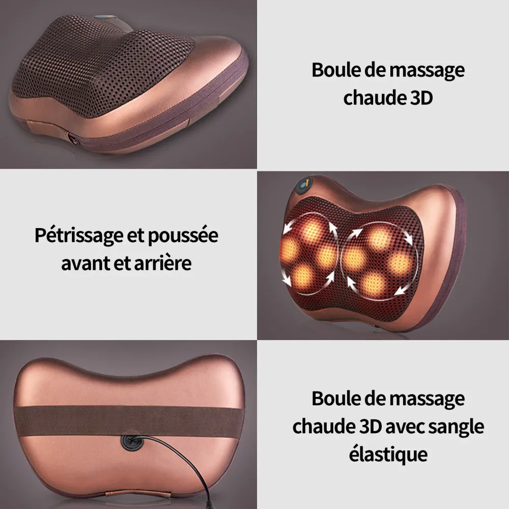 Masseur cervical avec 4 balles de massage et 3 modes de massage pour masser et détendre le cou pour la maison voiture et b...