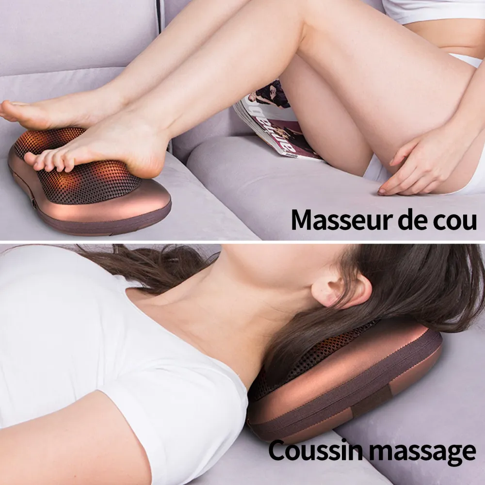 Masseur cervical avec 4 balles de massage et 3 modes de massage pour masser et détendre le cou pour la maison voiture et b...