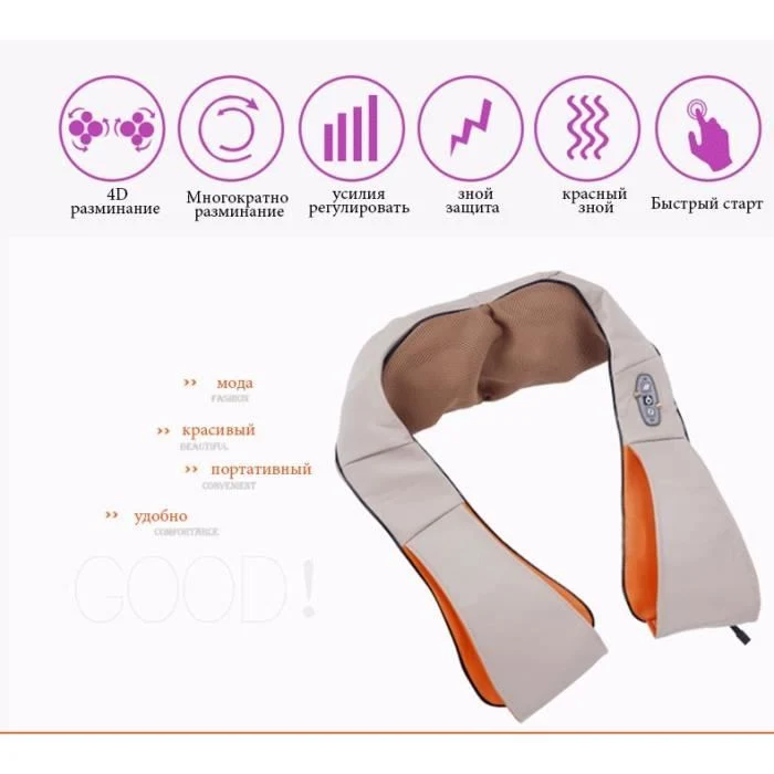 TD® Masseur Shiatsu Châle à Quatre Boutons Blanc Masseur Cervical FL - 8101C Electrique Rouleau chaleur Manuel de maison V...