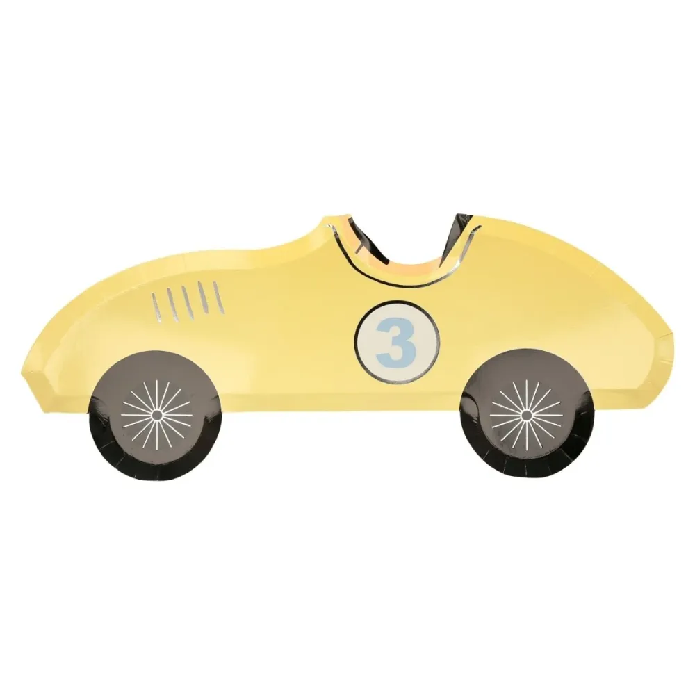 Grandes assiettes en forme de voiture en papier de Voiture de Course, 15.5 x 6.25 pouces, 8 unités MERI MERI
