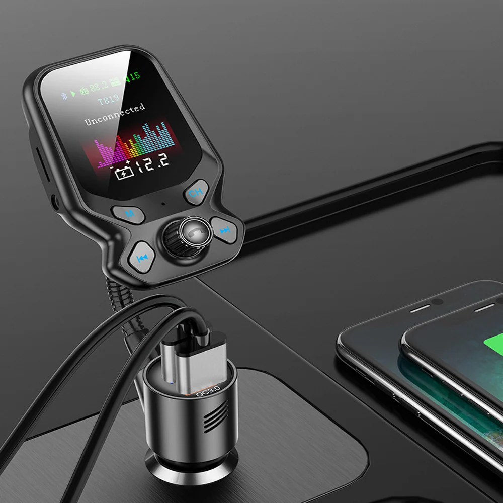 Émetteur FM bluetooth écran couleur voiture mp3 lecteur bluetooth QC3.0 charge rapide double USB émetteur FM multifonction