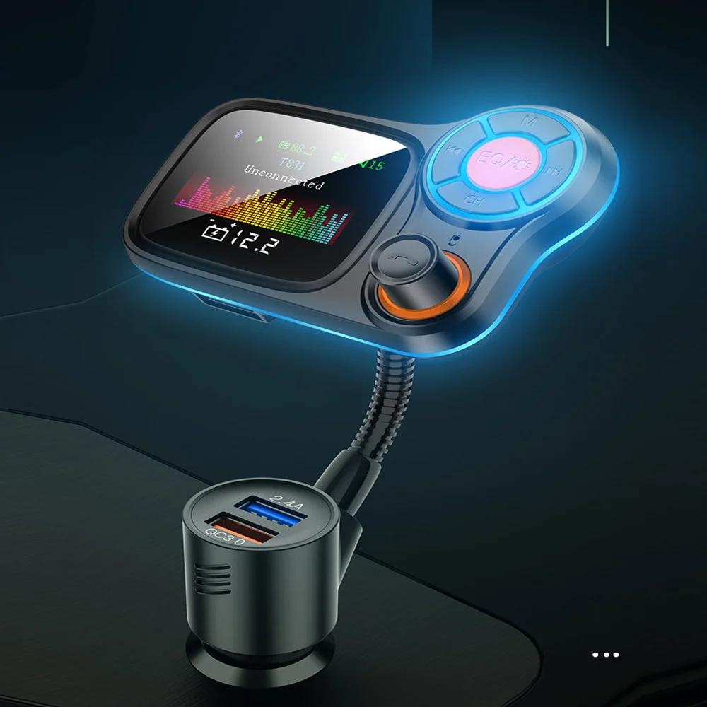 Émetteur FM bluetooth voiture mp3 lecteur bluetooth écran couleur QC3.0 charge rapide double USB émetteur FM multifonction