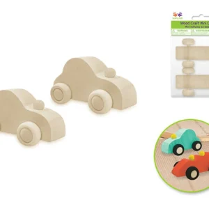 Mini voiture en bois 1,6 po x 2,8 po (paquet de 2)