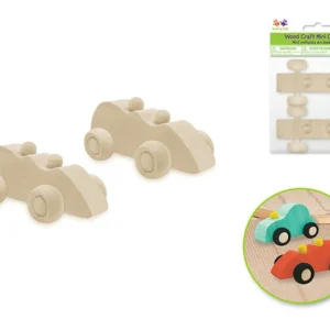 Mini voiture de course en bois 1,6 po x 2,8 po (paquet de 2)