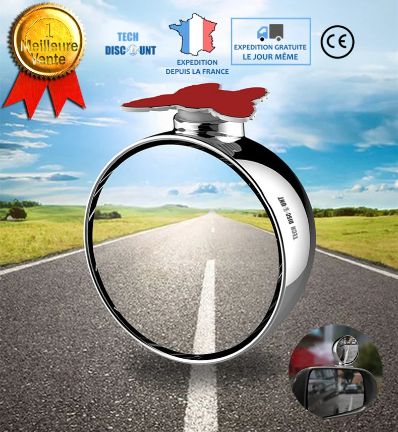 TD® Miroir grossissant voiture bébé rond rétroviseur extérieur angle mort rotatif réglable universel ajustable sécurité vi...