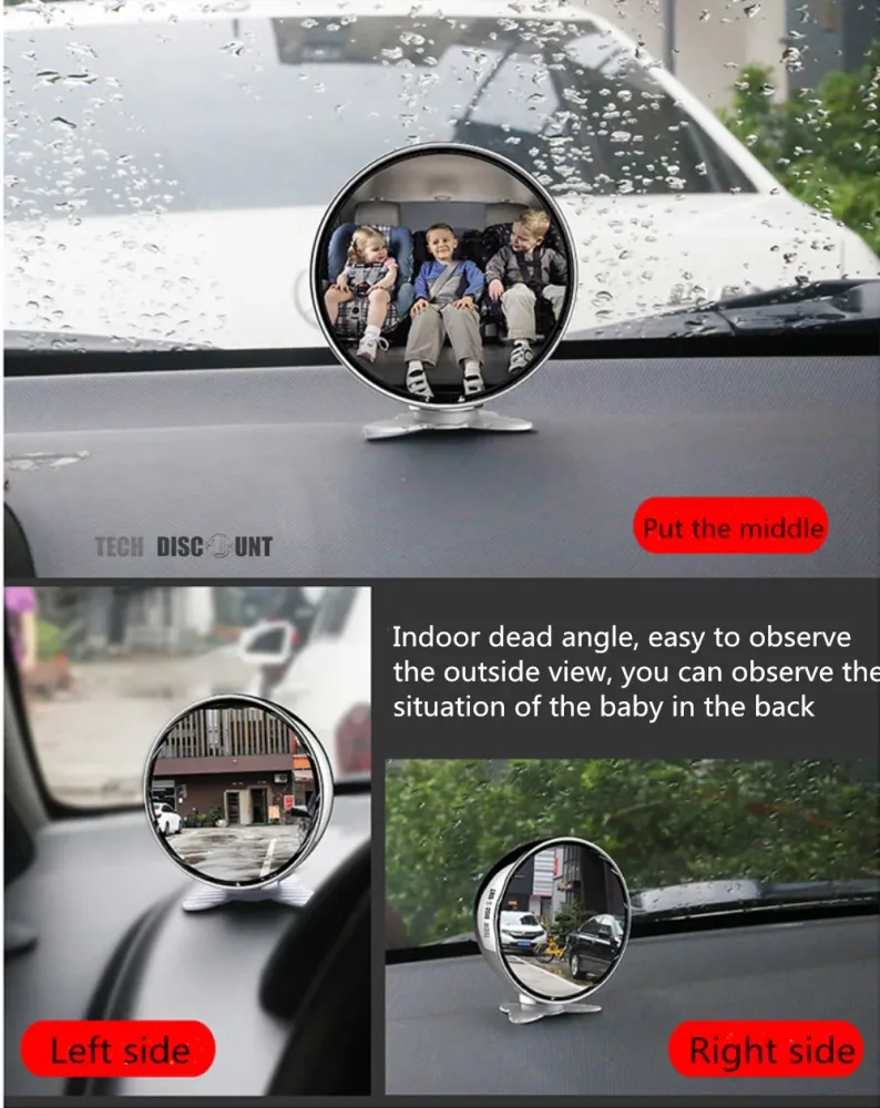 TD® Miroir grossissant voiture bébé rond rétroviseur extérieur angle mort rotatif réglable universel ajustable sécurité vi...