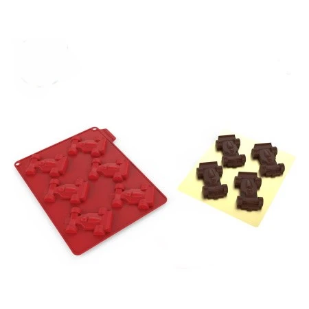 Moule 6 petites voiture de course 3D Miss Popcake