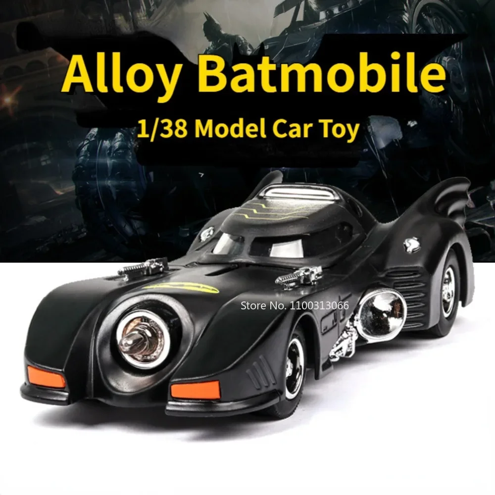 Modèle réduit de voiture Batmobile en alliage moulé sous pression, échelle 1/38, jouet vintage avec son et lumière, super...