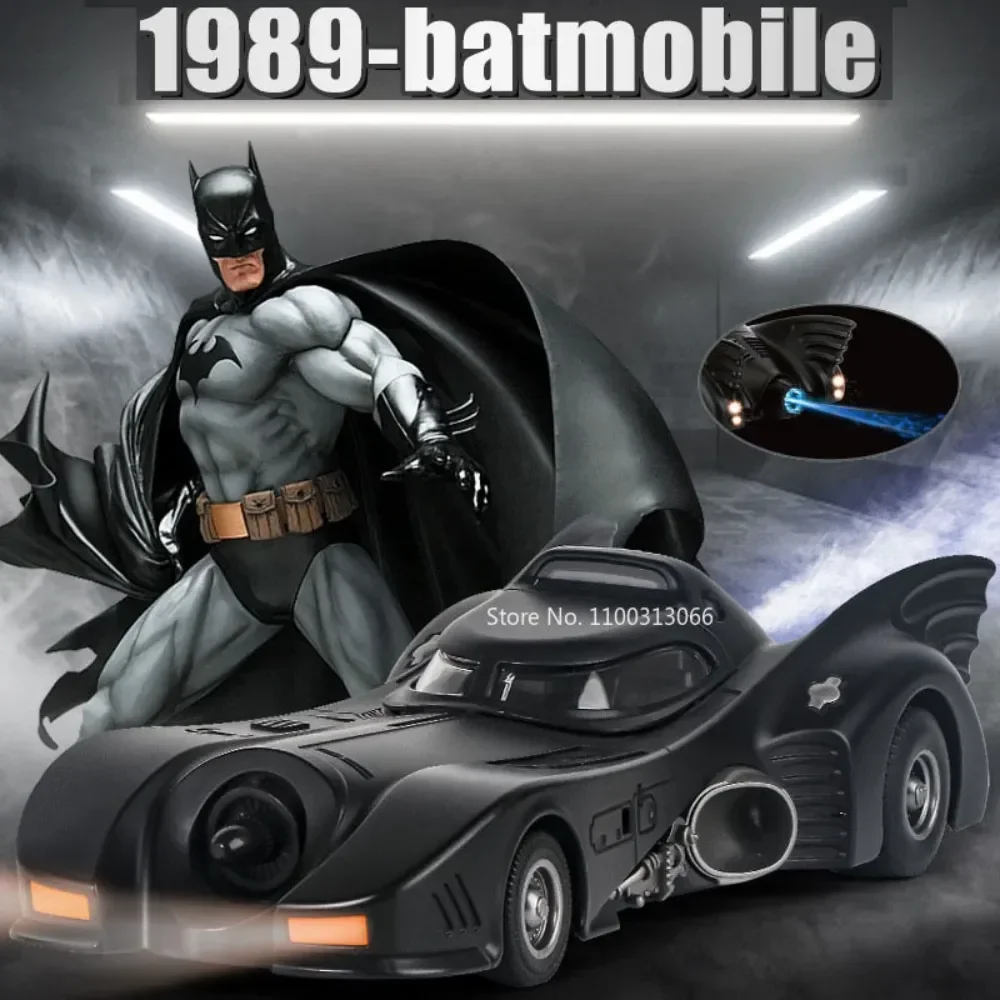Modèle de voiture Batmobile 1989 en alliage, échelle 1/24, simulation de véhicule en métal moulé sous pression avec son et...