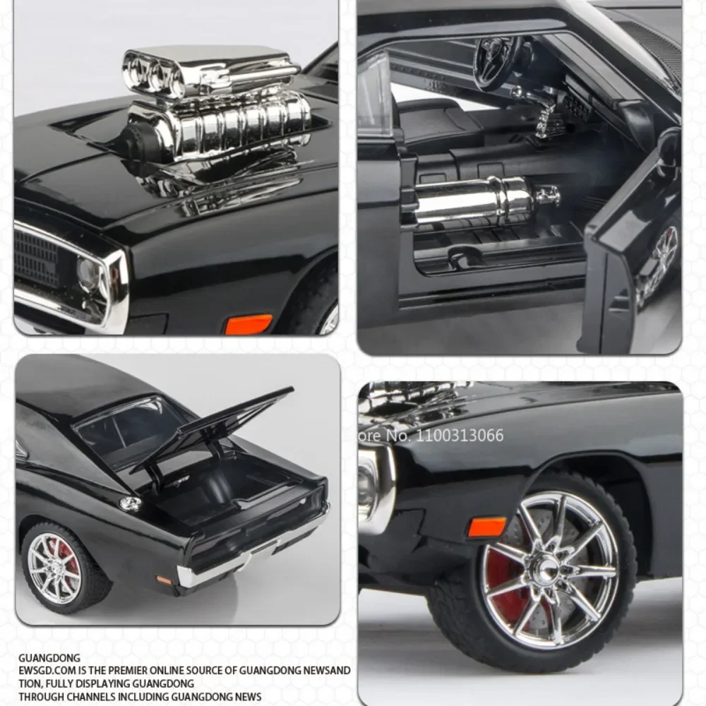 Modèle de voiture Charger 1970 en alliage à l'échelle 1:24, jouet moulé sous pression, véhicule haute simulation en métal...