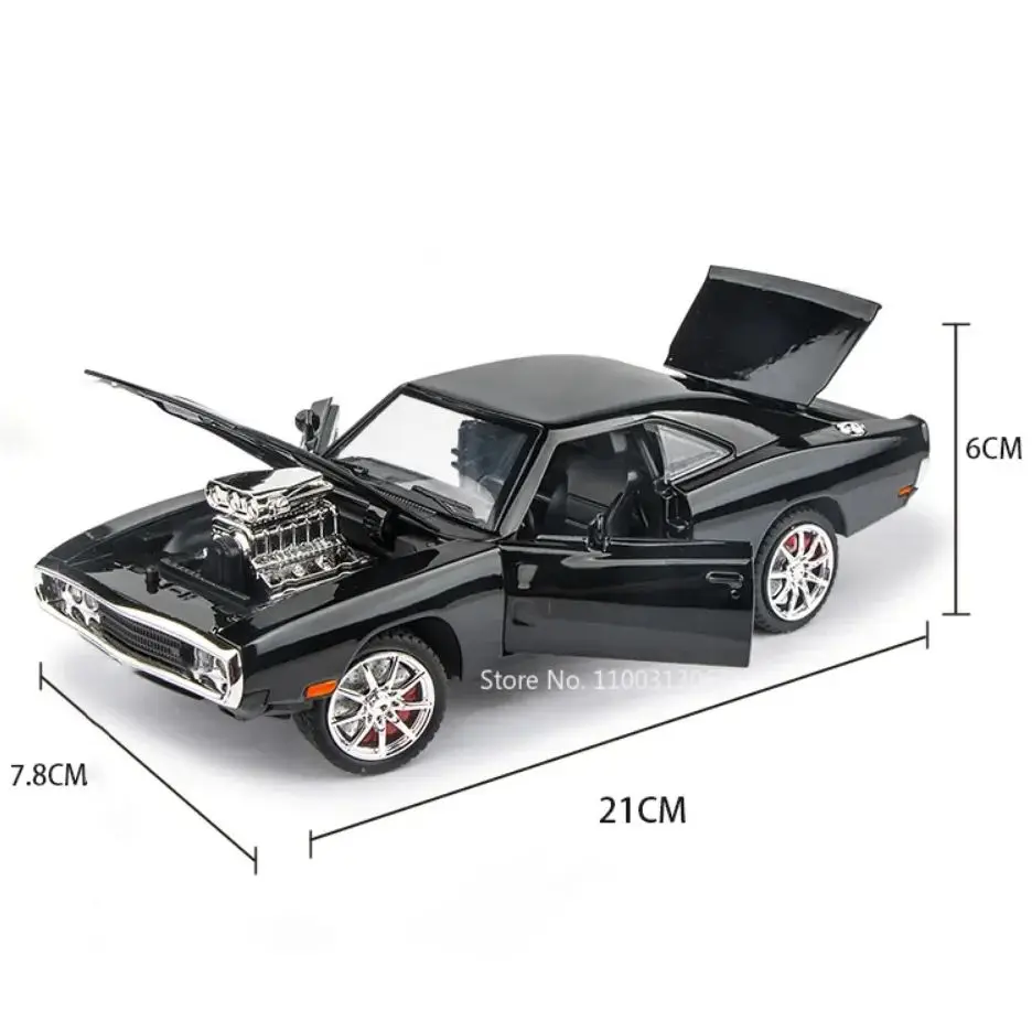 Modèle de voiture Charger 1970 en alliage à l'échelle 1:24, jouet moulé sous pression, véhicule haute simulation en métal...