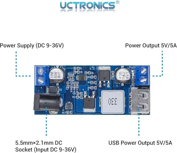 Module Buck USB Solaire de Batterie de Voiture 9V 12V 24V à 5V 6A