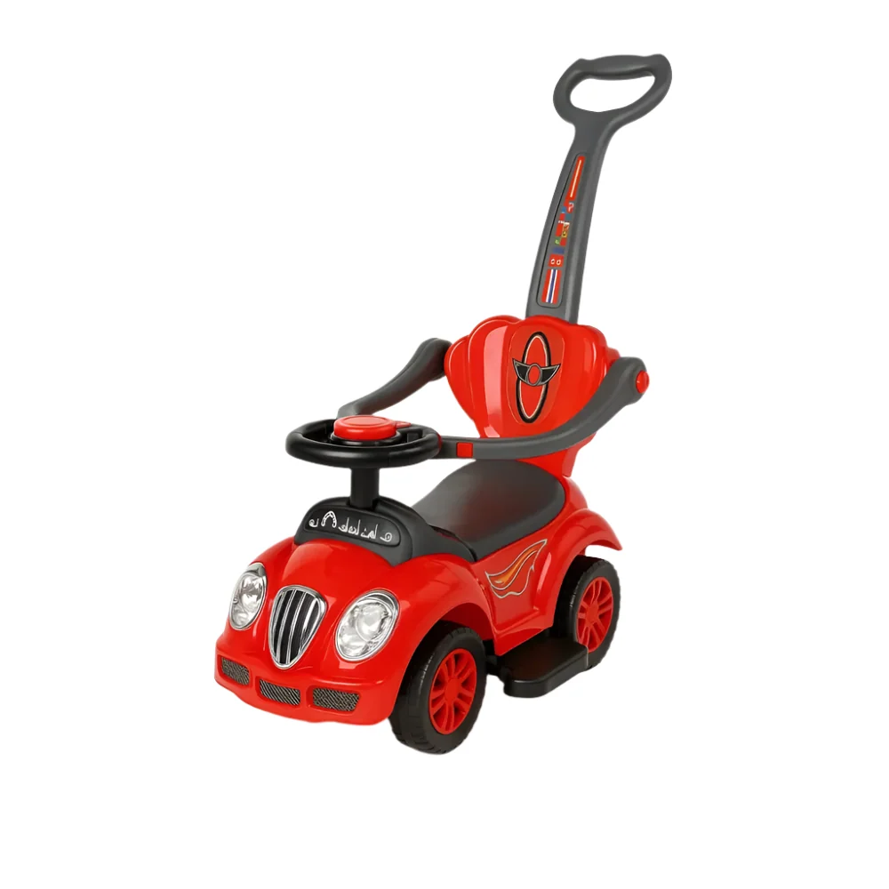 Voiture à Pousser avec Garde-corps & Repose-Pieds – 18M+ Rouge Monago